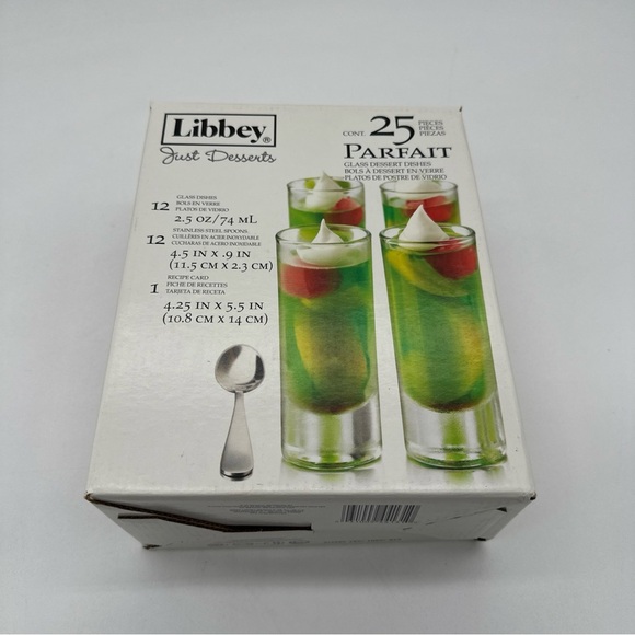 Libbey Just Desserts - Parfait Glass Dishes with Mini Spoons & Recipe Card - Picture 2 of 5